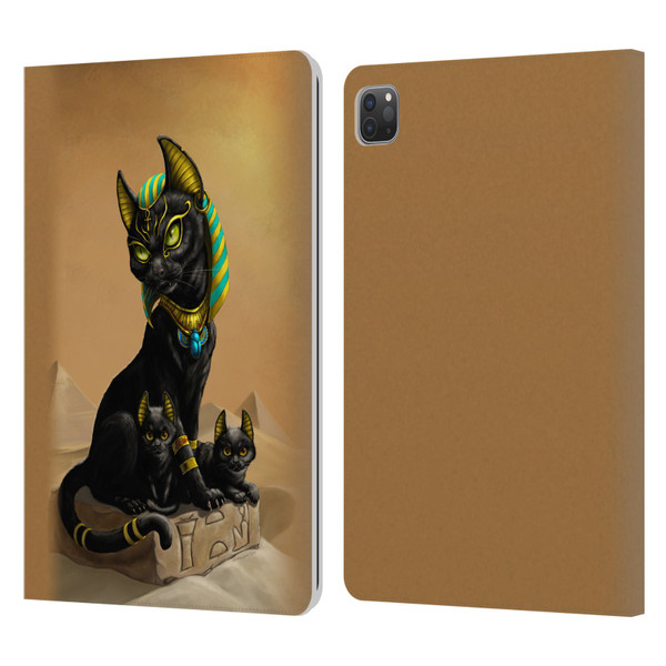 Stanley Morrison Art Egyptian Bastet Cat & Kittens Leather Book Wallet Case Cover For Apple iPad Pro 11 2020 / 2021 / 2022