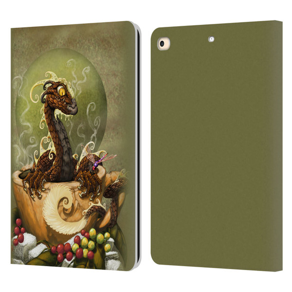 Stanley Morrison Art Brown Coffee Dragon Dragonfly Leather Book Wallet Case Cover For Apple iPad 9.7 2017 / iPad 9.7 2018