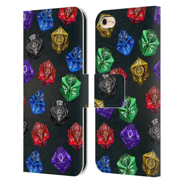 Stanley Morrison Art Six Dragons Gaming Dice Set Leather Book Wallet Case Cover For Apple iPhone 6 / iPhone 6s