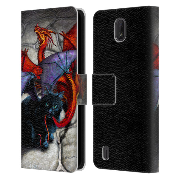 Stanley Morrison Art Bat Winged Black Cat & Dragon Leather Book Wallet Case Cover For Nokia C01 Plus/C1 2nd Edition