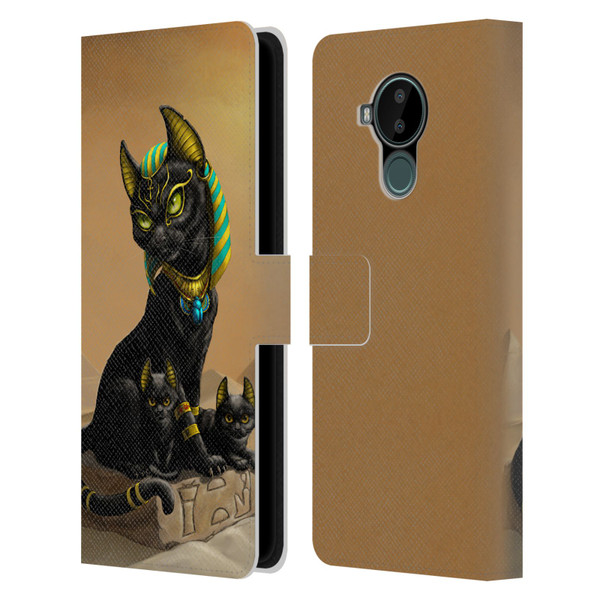 Stanley Morrison Art Egyptian Bastet Cat & Kittens Leather Book Wallet Case Cover For Nokia C30