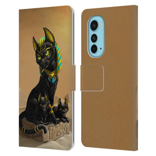 Stanley Morrison Art Egyptian Bastet Cat & Kittens Leather Book Wallet Case Cover For Motorola Edge (2022)