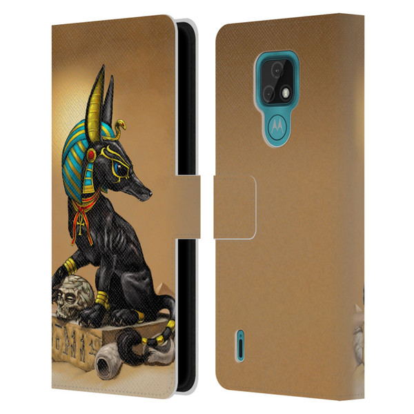 Stanley Morrison Art Egyptian Black Jackal Anubis Leather Book Wallet Case Cover For Motorola Moto E7