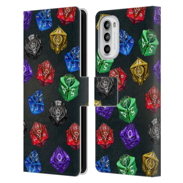 Stanley Morrison Art Six Dragons Gaming Dice Set Leather Book Wallet Case Cover For Motorola Moto G52