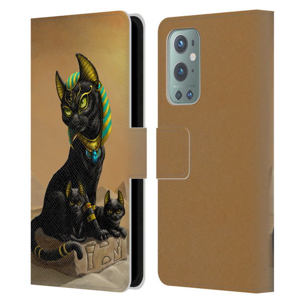 Stanley Morrison Art Egyptian Bastet Cat & Kittens Leather Book Wallet Case Cover For OnePlus 9