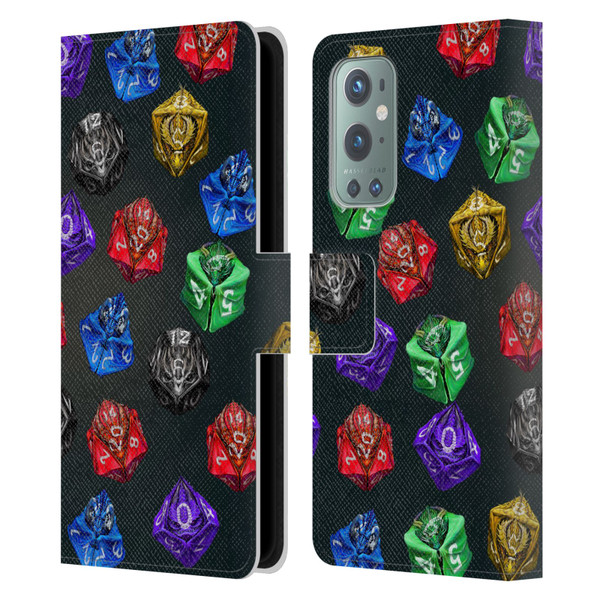 Stanley Morrison Art Six Dragons Gaming Dice Set Leather Book Wallet Case Cover For OnePlus 9