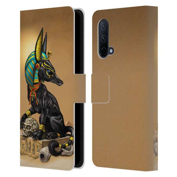 Stanley Morrison Art Egyptian Black Jackal Anubis Leather Book Wallet Case Cover For OnePlus Nord CE 5G