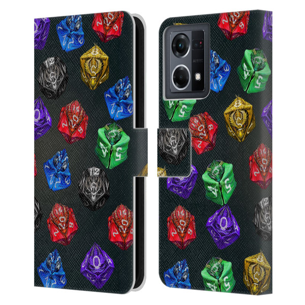 Stanley Morrison Art Six Dragons Gaming Dice Set Leather Book Wallet Case Cover For OPPO Reno8 4G