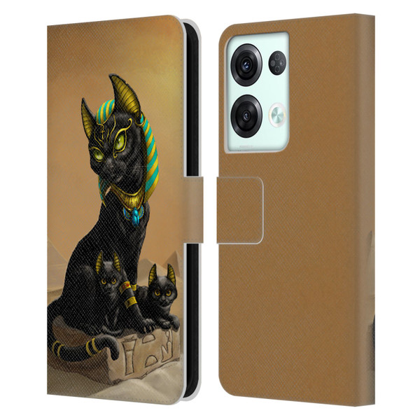 Stanley Morrison Art Egyptian Bastet Cat & Kittens Leather Book Wallet Case Cover For OPPO Reno8 Pro