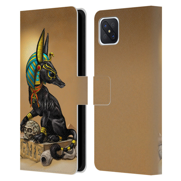 Stanley Morrison Art Egyptian Black Jackal Anubis Leather Book Wallet Case Cover For OPPO Reno4 Z 5G