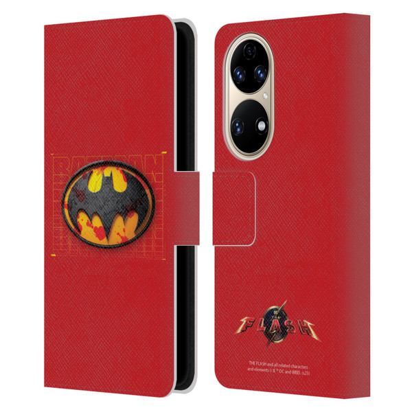 The Flash 2023 Graphics Batman Logo Leather Book Wallet Case Cover For Huawei P50
