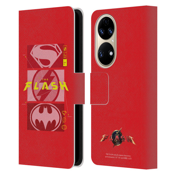 The Flash 2023 Graphics Superhero Logos Leather Book Wallet Case Cover For Huawei P50