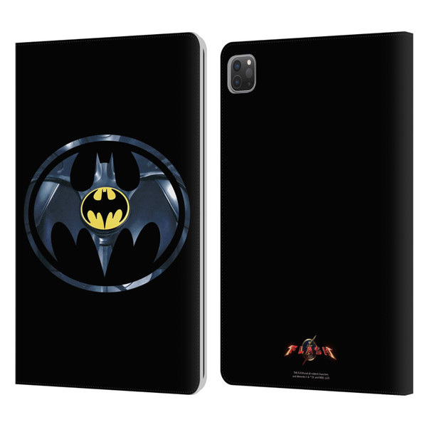 The Flash 2023 Graphics Black Batman Logo Leather Book Wallet Case Cover For Apple iPad Pro 11 2020 / 2021 / 2022