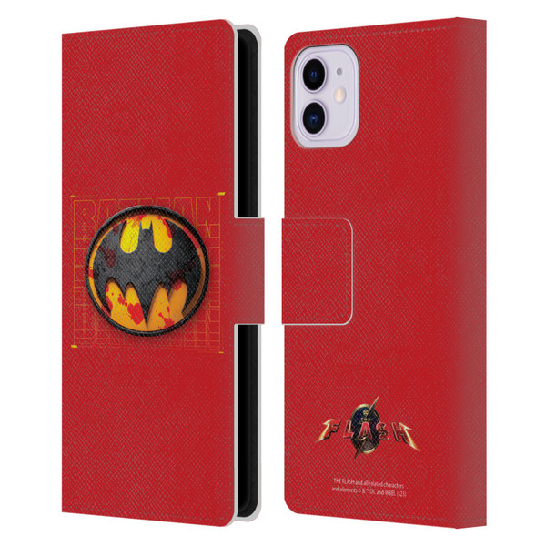 The Flash 2023 Graphics Batman Logo Leather Book Wallet Case Cover For Apple iPhone 11