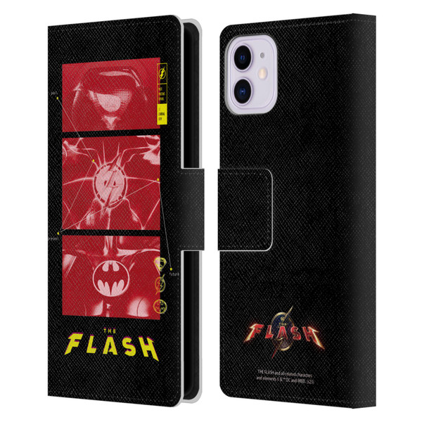 The Flash 2023 Graphics Suit Logos Leather Book Wallet Case Cover For Apple iPhone 11