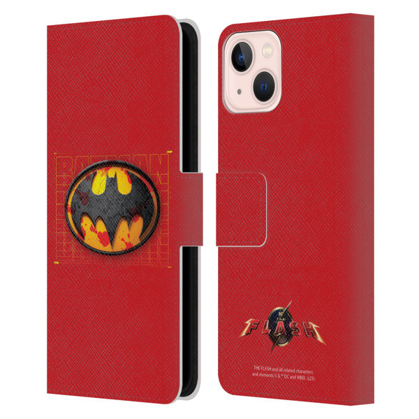 The Flash 2023 Graphics Batman Logo Leather Book Wallet Case Cover For Apple iPhone 13