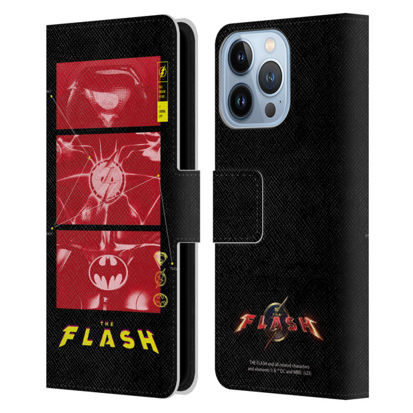 The Flash 2023 Graphics Suit Logos Leather Book Wallet Case Cover For Apple iPhone 13 Pro