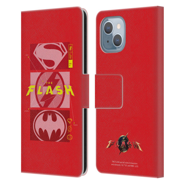 The Flash 2023 Graphics Superhero Logos Leather Book Wallet Case Cover For Apple iPhone 14