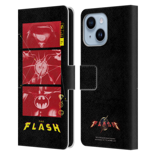 The Flash 2023 Graphics Suit Logos Leather Book Wallet Case Cover For Apple iPhone 14 Plus