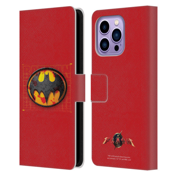 The Flash 2023 Graphics Batman Logo Leather Book Wallet Case Cover For Apple iPhone 14 Pro Max