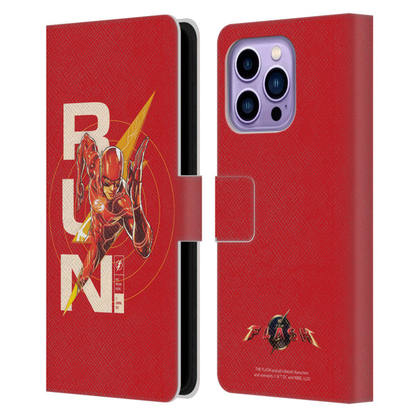 The Flash 2023 Graphics Barry Allen Run Leather Book Wallet Case Cover For Apple iPhone 14 Pro Max