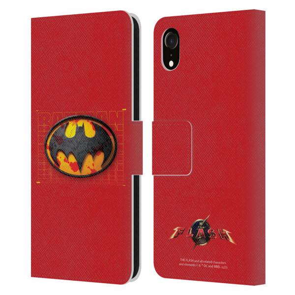 The Flash 2023 Graphics Batman Logo Leather Book Wallet Case Cover For Apple iPhone XR