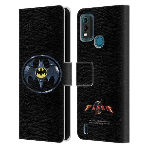 The Flash 2023 Graphics Black Batman Logo Leather Book Wallet Case Cover For Nokia G11 Plus