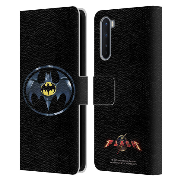 The Flash 2023 Graphics Black Batman Logo Leather Book Wallet Case Cover For OnePlus Nord 5G