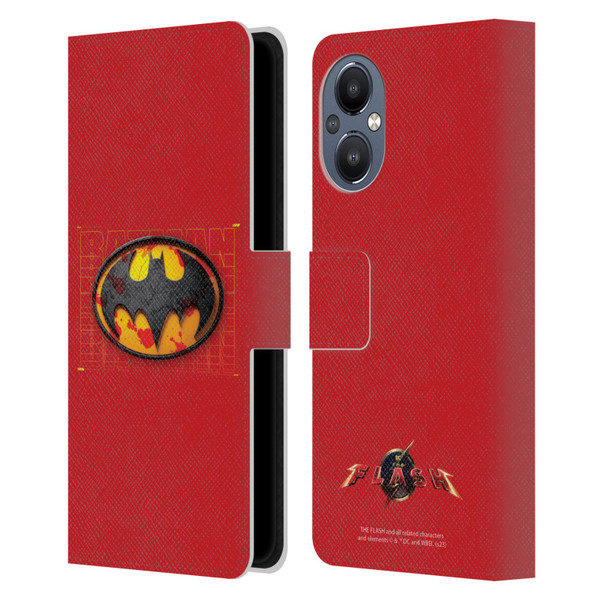 The Flash 2023 Graphics Batman Logo Leather Book Wallet Case Cover For OnePlus Nord N20 5G