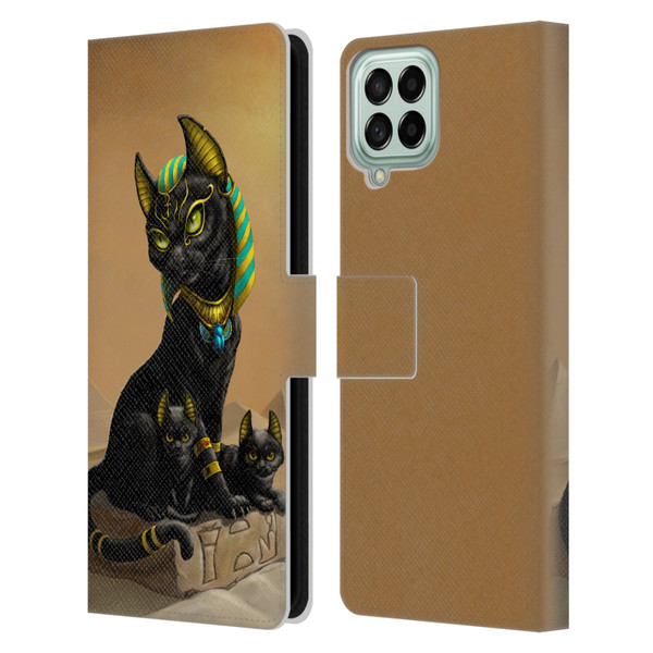 Stanley Morrison Art Egyptian Bastet Cat & Kittens Leather Book Wallet Case Cover For Samsung Galaxy M53 (2022)