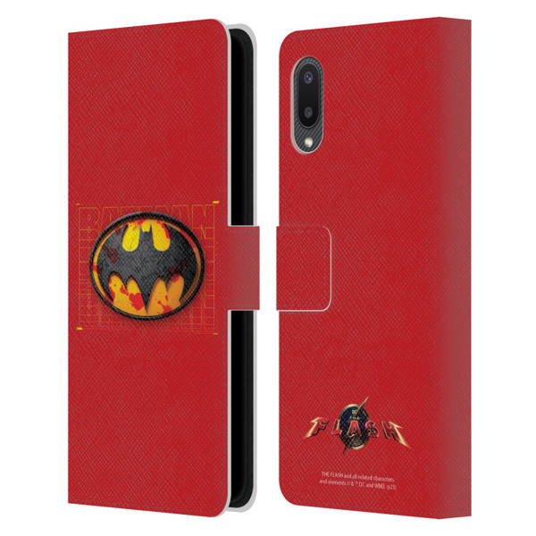 The Flash 2023 Graphics Batman Logo Leather Book Wallet Case Cover For Samsung Galaxy A02/M02 (2021)