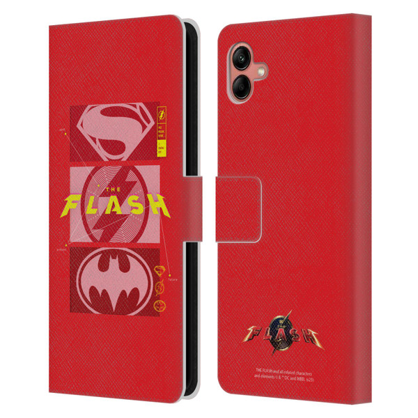The Flash 2023 Graphics Superhero Logos Leather Book Wallet Case Cover For Samsung Galaxy A04 (2022)