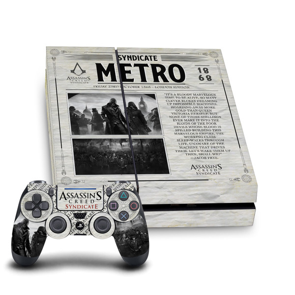 Assassin's Creed Syndicate Graphics Newspaper Vinyl Sticker Skin Decal Cover for Sony PS4 Console & Controller