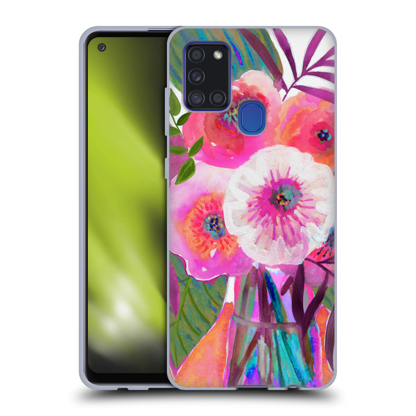 Suzanne Allard Floral Graphics Sunrise Bouquet Purples Soft Gel Case for Samsung Galaxy A21s (2020)