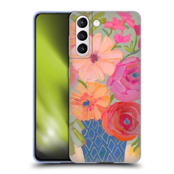 Suzanne Allard Floral Graphics Blue Diamond Soft Gel Case for Samsung Galaxy S21 5G