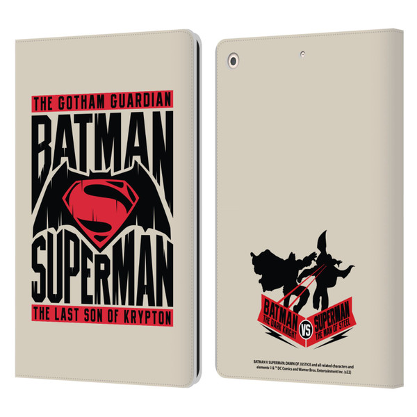 Batman V Superman: Dawn of Justice Graphics Typography Leather Book Wallet Case Cover For Apple iPad 10.2 2019/2020/2021