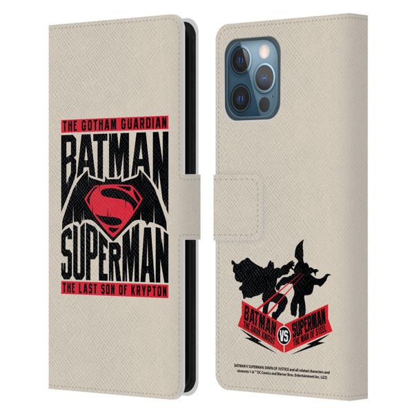 Batman V Superman: Dawn of Justice Graphics Typography Leather Book Wallet Case Cover For Apple iPhone 12 Pro Max
