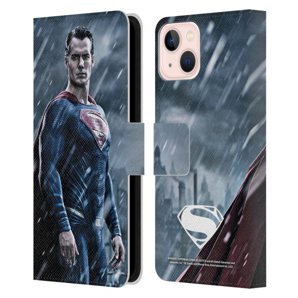 Batman V Superman: Dawn of Justice Graphics Superman Leather Book Wallet Case Cover For Apple iPhone 13