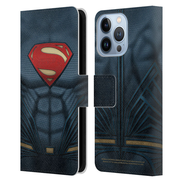 Batman V Superman: Dawn of Justice Graphics Superman Costume Leather Book Wallet Case Cover For Apple iPhone 13 Pro