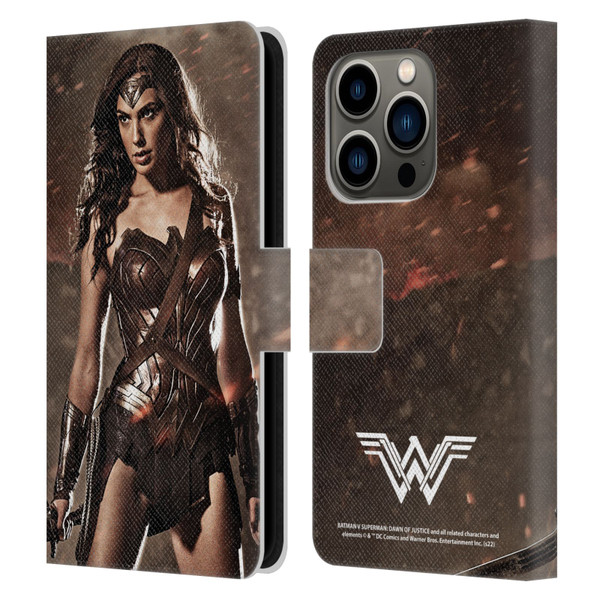 Batman V Superman: Dawn of Justice Graphics Wonder Woman Leather Book Wallet Case Cover For Apple iPhone 14 Pro