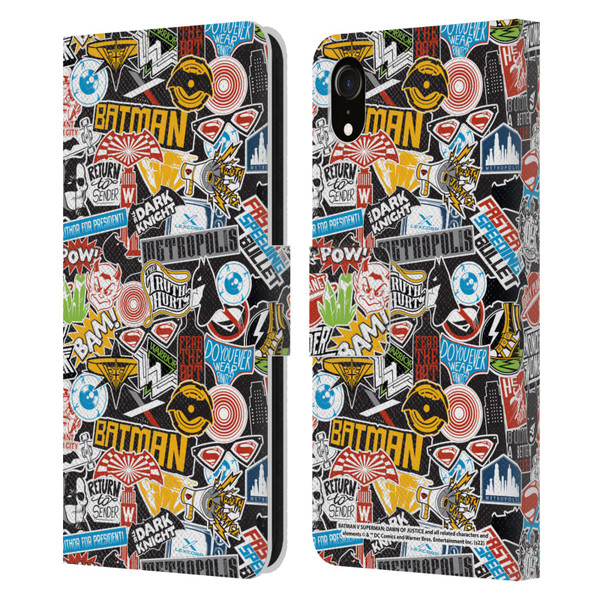 Batman V Superman: Dawn of Justice Graphics Sticker Collage Leather Book Wallet Case Cover For Apple iPhone XR