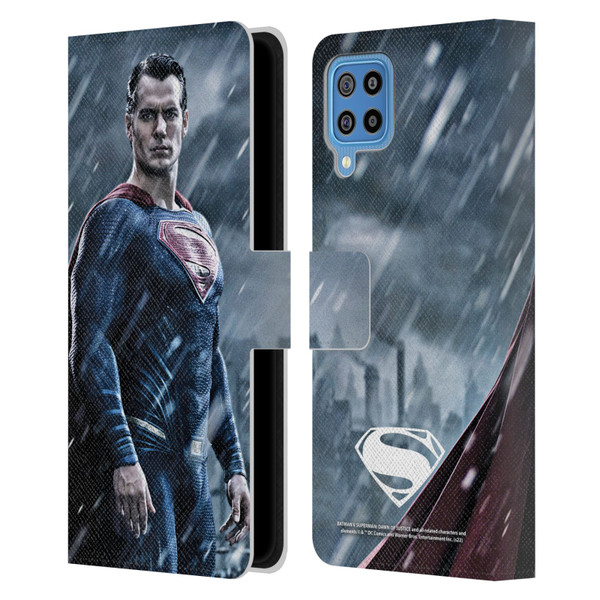 Batman V Superman: Dawn of Justice Graphics Superman Leather Book Wallet Case Cover For Samsung Galaxy F22 (2021)