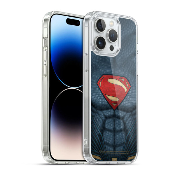 Batman V Superman: Dawn of Justice Graphics Superman Costume Soft Gel Case for Apple iPhone 14 Pro Max & MagSafe