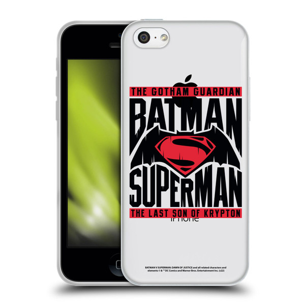 Batman V Superman: Dawn of Justice Graphics Typography Soft Gel Case for Apple iPhone 5c