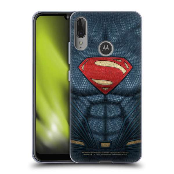 Batman V Superman: Dawn of Justice Graphics Superman Costume Soft Gel Case for Motorola Moto E6 Plus