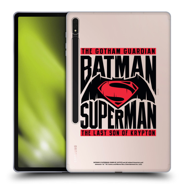 Batman V Superman: Dawn of Justice Graphics Typography Soft Gel Case for Samsung Galaxy Tab S8 Plus