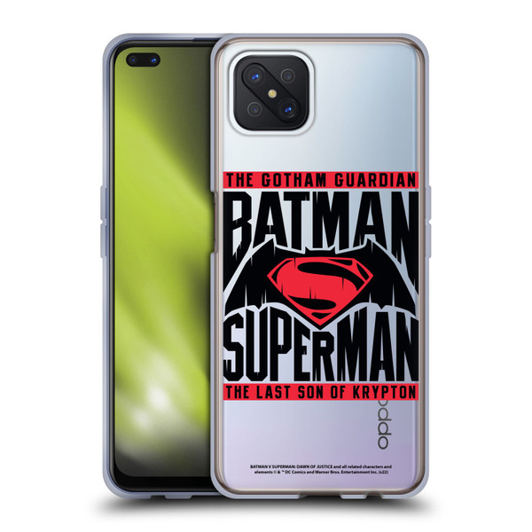 Batman V Superman: Dawn of Justice Graphics Typography Soft Gel Case for OPPO Reno4 Z 5G