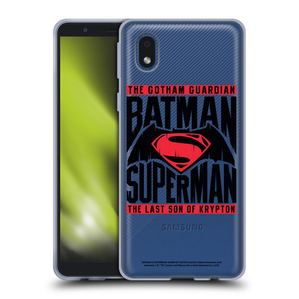 Batman V Superman: Dawn of Justice Graphics Typography Soft Gel Case for Samsung Galaxy A01 Core (2020)