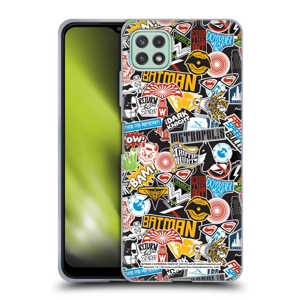 Batman V Superman: Dawn of Justice Graphics Sticker Collage Soft Gel Case for Samsung Galaxy A22 5G / F42 5G (2021)