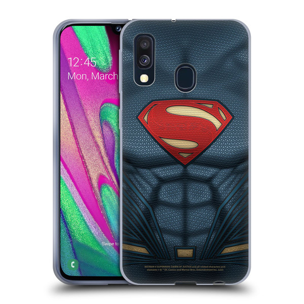 Batman V Superman: Dawn of Justice Graphics Superman Costume Soft Gel Case for Samsung Galaxy A40 (2019)